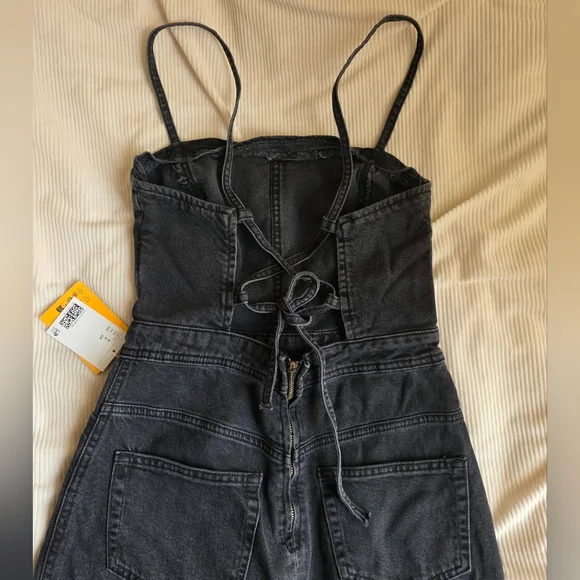 Zara Strappy Denim Maxi Dress Black Sze S BNWT - Picture 15 of 15